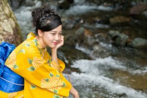 Japanese woman wearing yukata